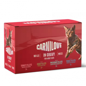 Супер премиум мултипак паучове различни вкусове  в  сос за котки Carnilove Gravy Pouch Multipack 12 × 85 гр